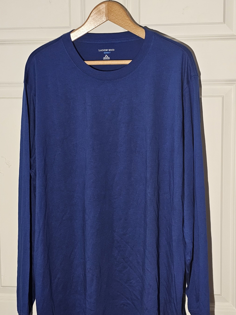 Lands' End Men's Long-Sleeve Crew Neck Shirt - Navy Blue
